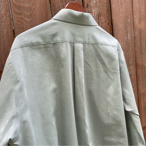 STAFFORD Men’s Pale Green Button Down Long Sleeve Dress Shirt Size 17 36-37 - Picture 8 of 10